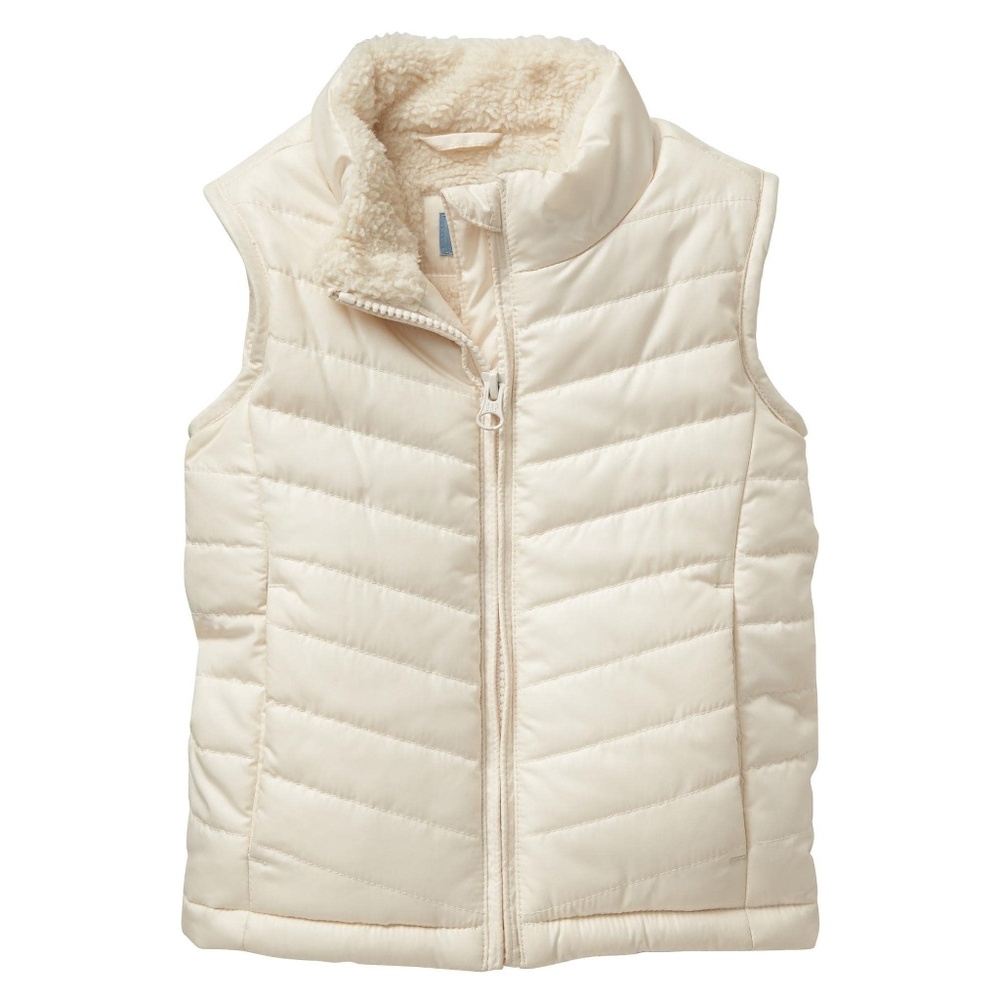 Gap Toddler Girls Sherpa Lined Puffer Vest Ivory